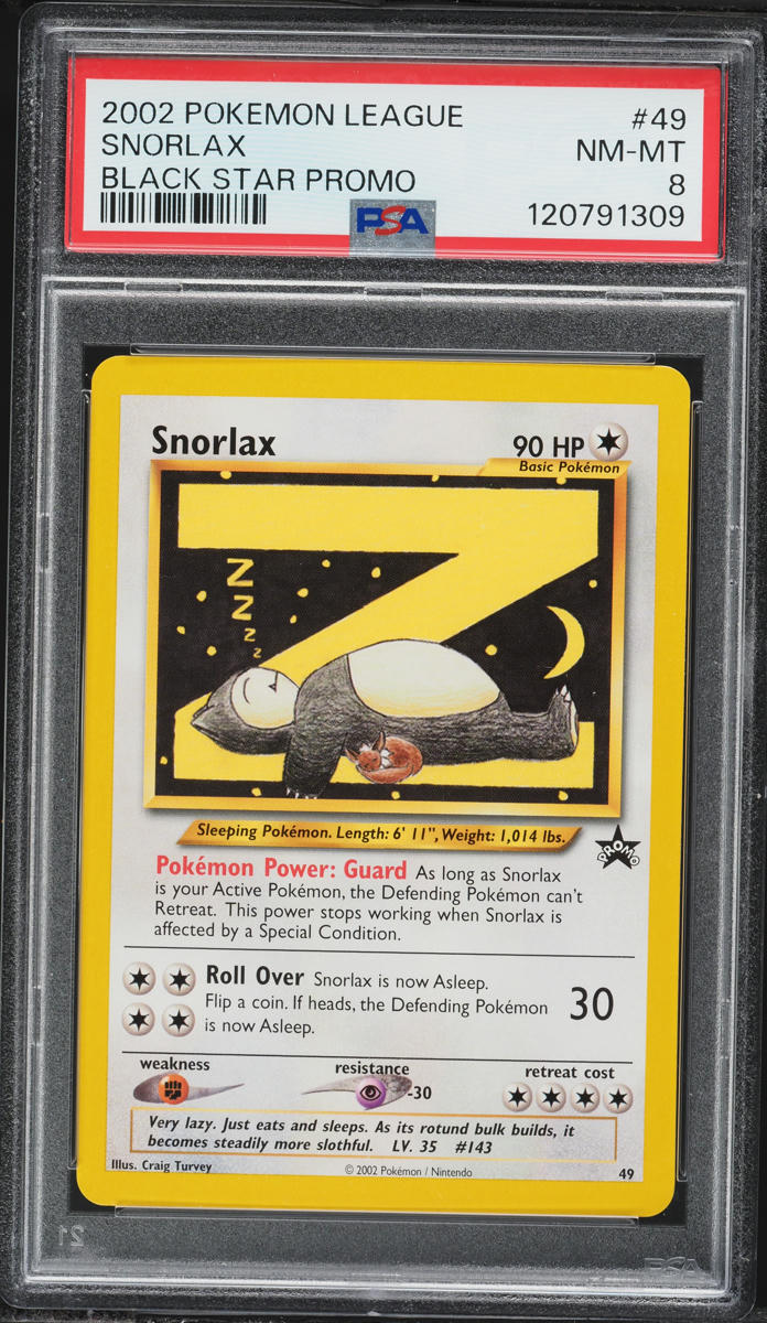 2002 Pokemon League Black Star Promo Snorlax #49 PSA 8 NM-MT