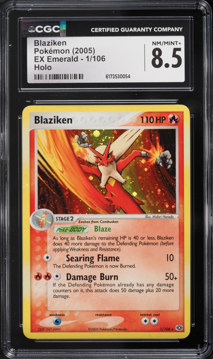 2005 Pokemon EX Emerald Holo Blaziken #1 CGC 8.5 NM-MT+