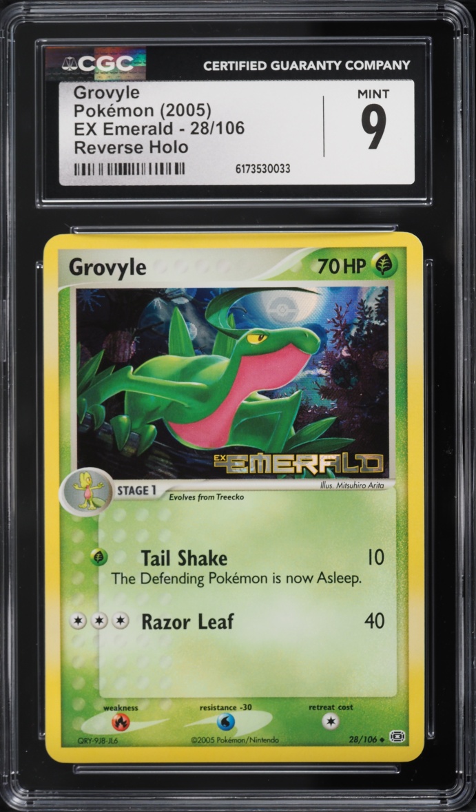 2005 Pokemon EX Emerald Reverse Holo Grovyle #28 CGC 9 MINT