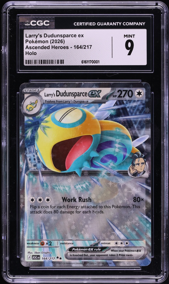 2026 Pokemon Mega Evolution Ascended Heroes Holo Larry's Dudunsparce EX #164 CGC 9 MINT