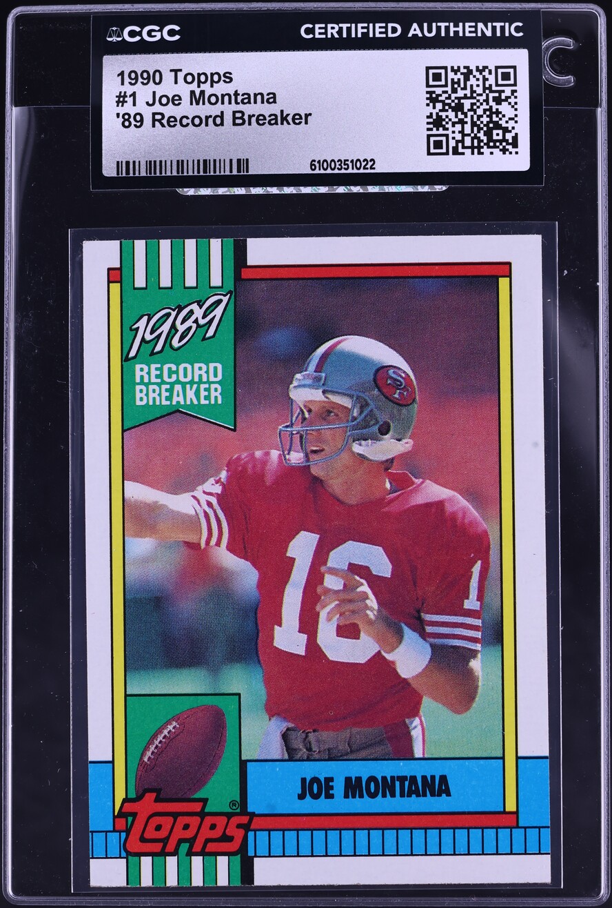 1990 Topps Football Joe Montana RECORD BREAKER #1 CGC AUTH