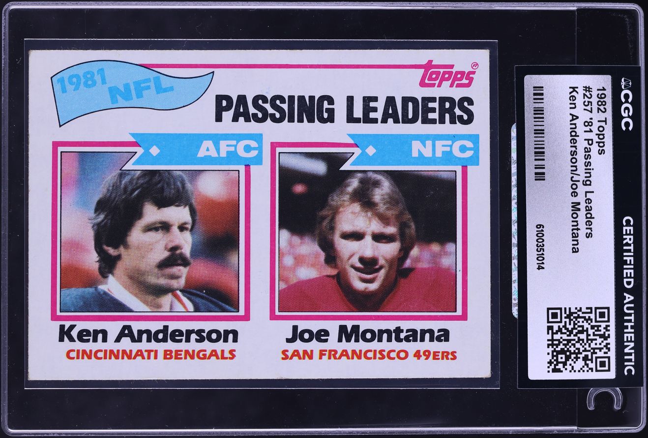 1982 Topps Football Ken Anderson Joe Montana PASSING LEADERS #257 CGC AUTH