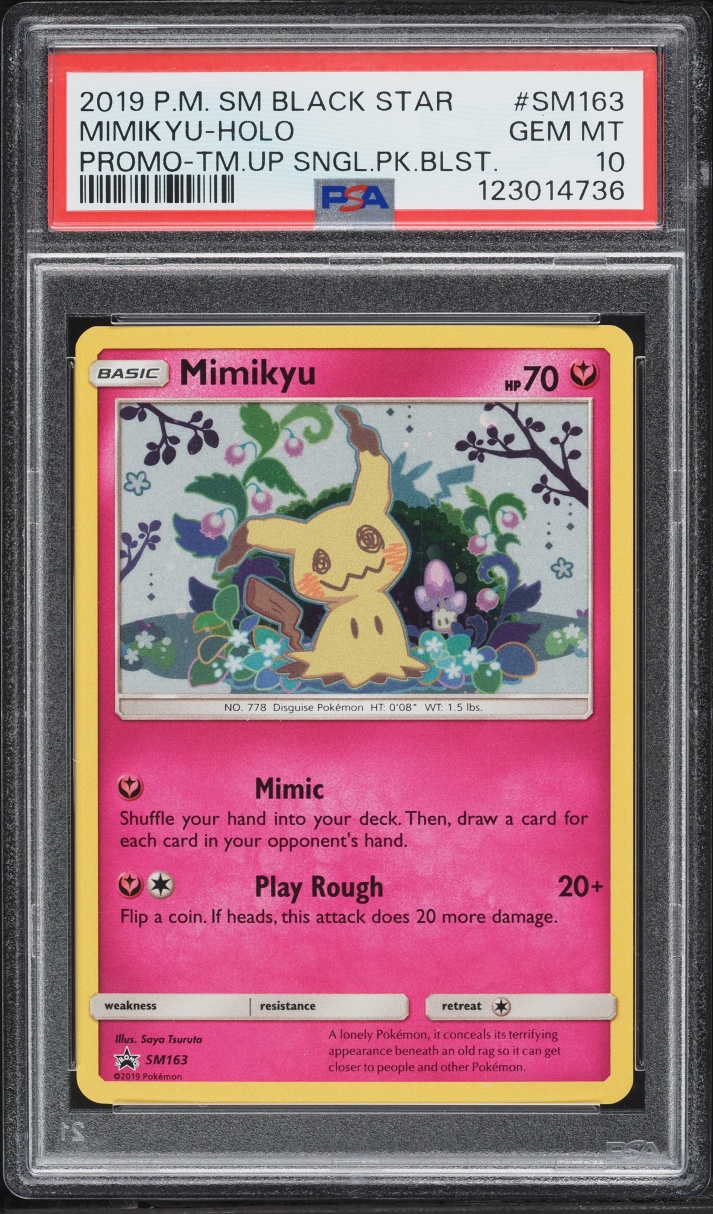 2019 Pokemon Sun & Moon Black Star Promo Team Up Holo Mimikyu #SM163 PSA 10 GEM MINT
