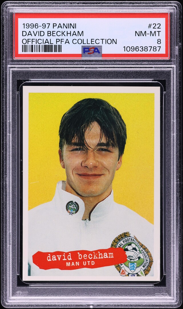 1996 Panini Official PFA Collection David Beckham ROOKIE #22 PSA 8 NM ...