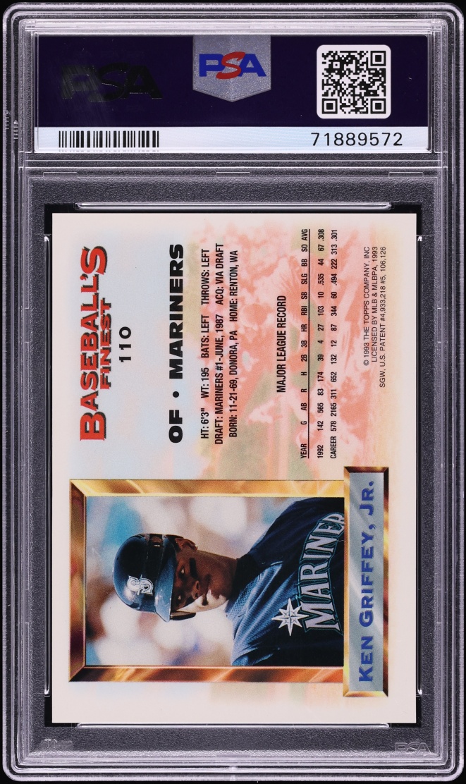 1993 Finest Refractor Ken Griffey Jr.  ALL-STAR #110 PSA 8 NM-MT