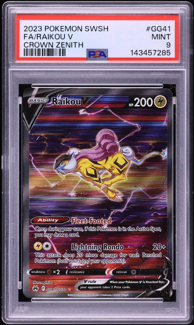 2023 Pokemon Sword & Shield Crown Zenith Alt Art Raikou V #GG41 PSA 9 MINT