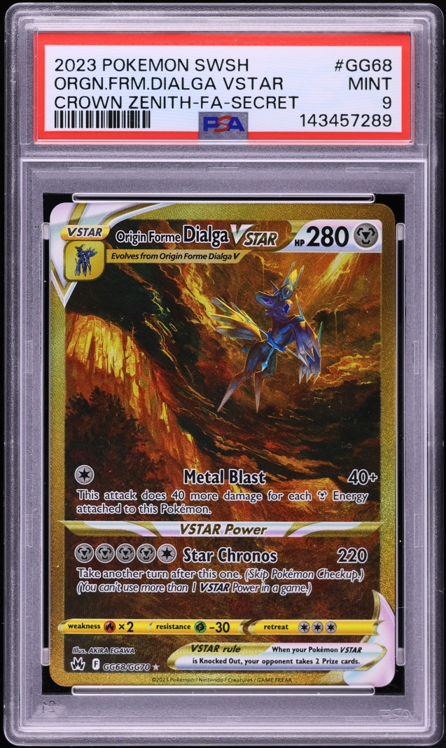 2023 Pokemon Sword & Shield Crown Zenith Gold Rare Origin Forme Dialga VSTAR #GG68 PSA 9 MINT