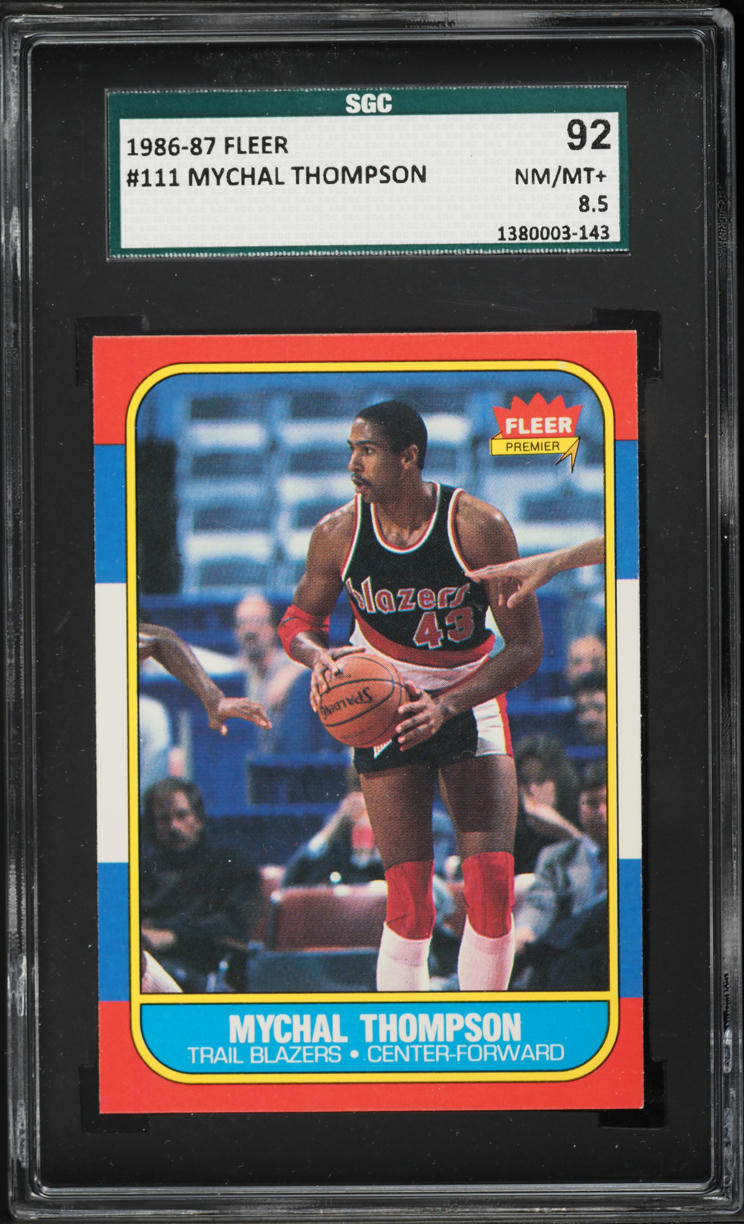 1986 Fleer Basketball Mychal Thompson #111 SGC 8.5 NM-MT+