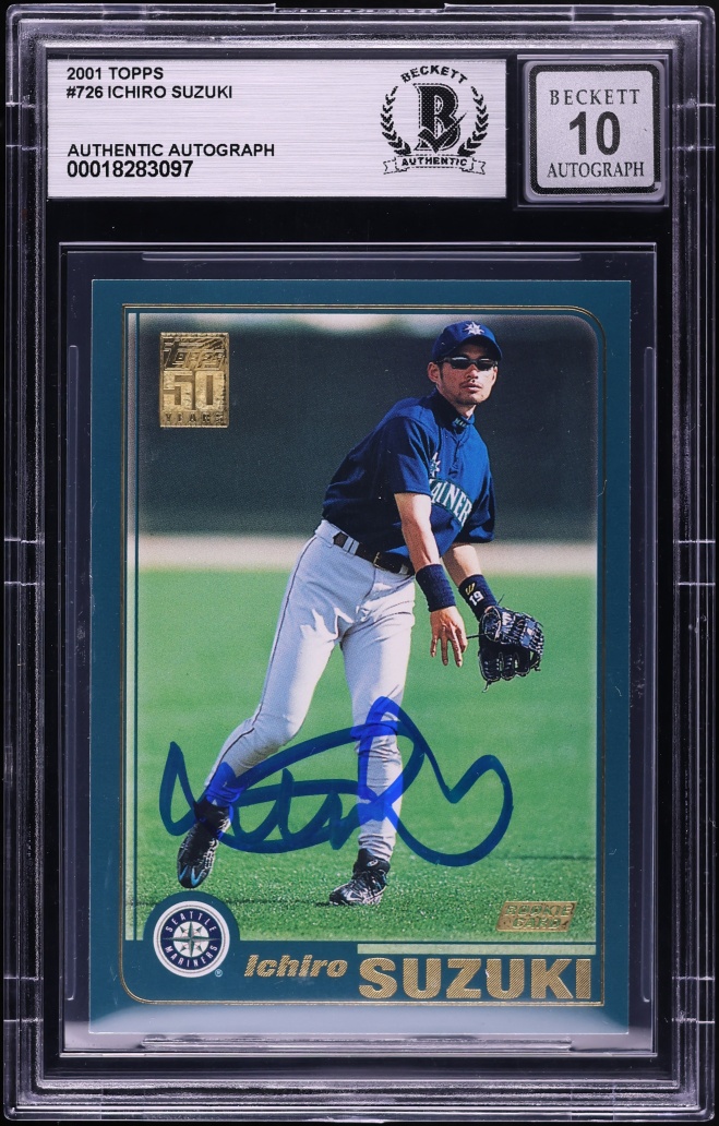2001 Topps Ichiro Suzuki ROOKIE AUTO #726 BAS BGS AUTH