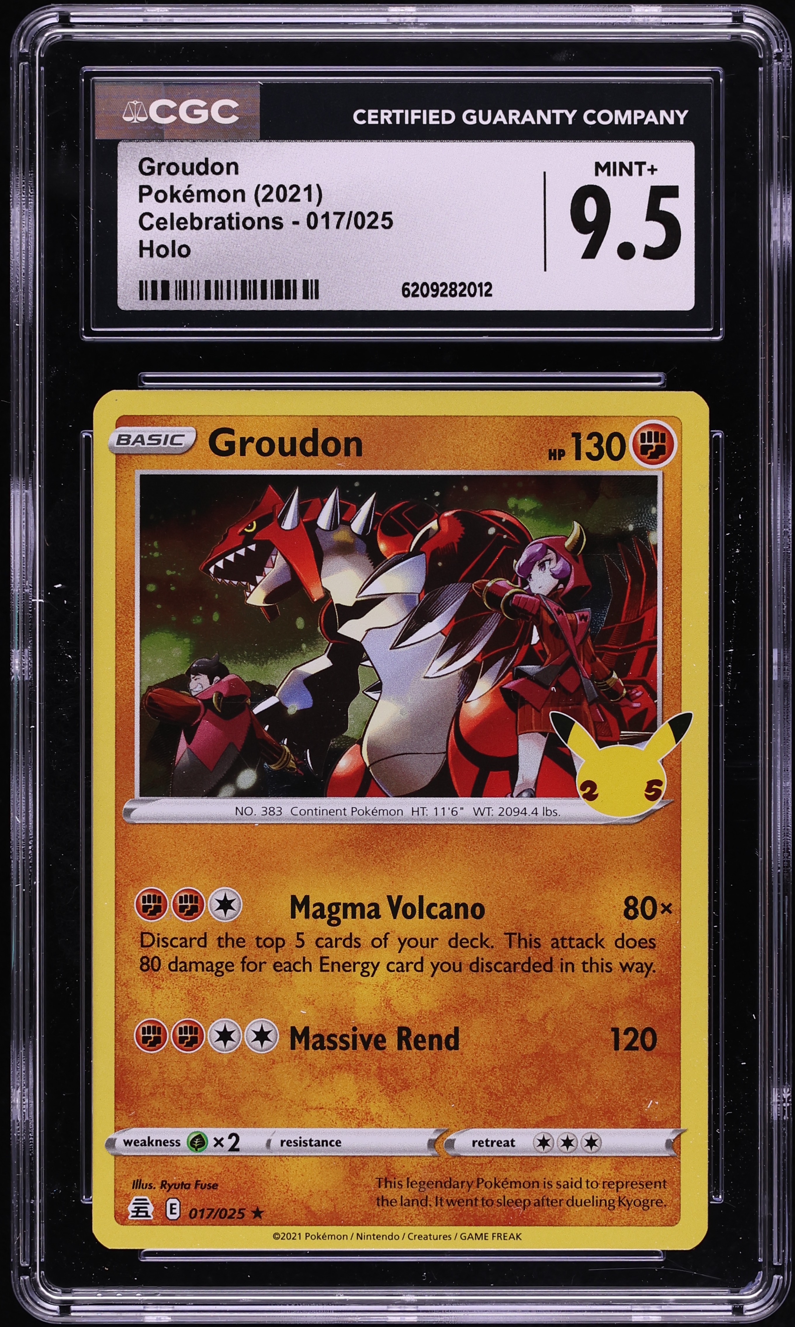 2021 Pokemon Sword & Shield Celebrations Holo Groudon #17 CGC 9.5 MINT+