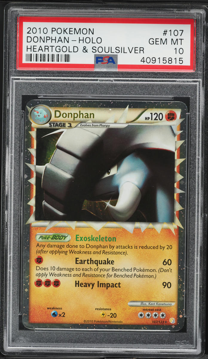2010 Pokemon HeartGold & SoulSilver Holo Donphan #107 PSA 10 GEM MINT