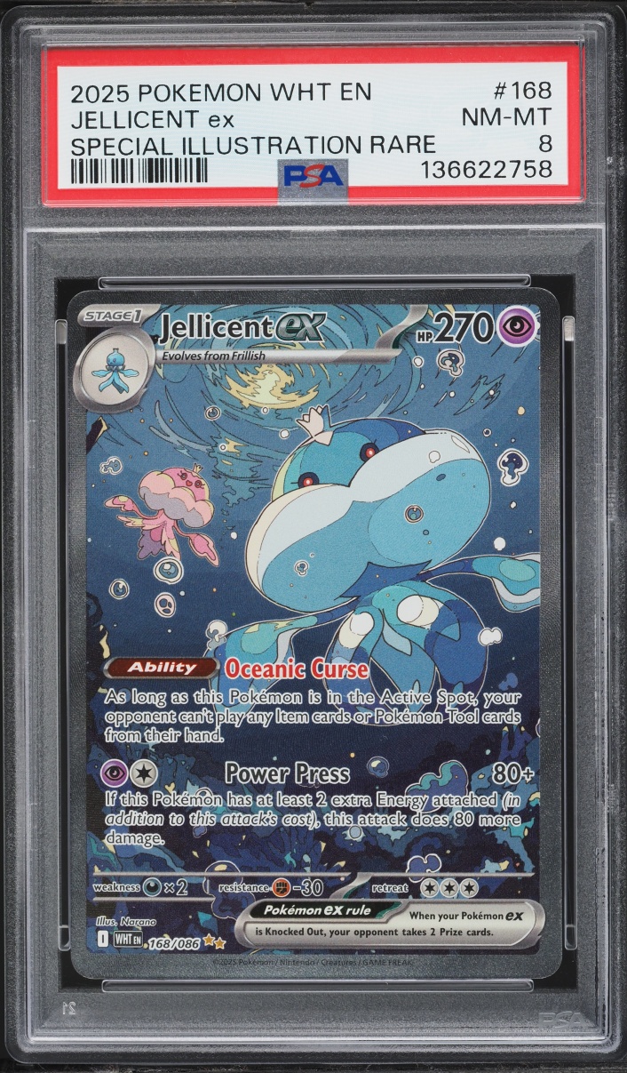 2025 Pokemon Scarlet & Violet White Flare SIR Jellicent EX #168 PSA 8 NM-MT
