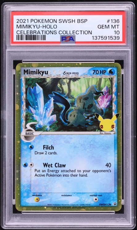 2021 Pokemon Sword & Shield Promo Celebrations Collection Holo Mimikyu #SWSH136 PSA 10 GEM MINT