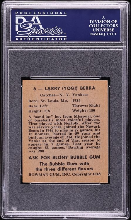 1948 Bowman Yogi Berra ROOKIE #6 PSA 8 NM-MT