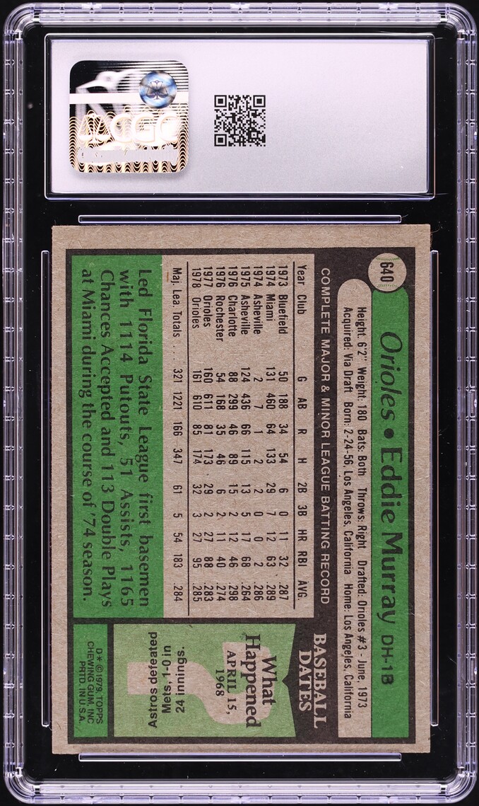 1979 Topps Eddie Murray #640 CGC 7 NRMT