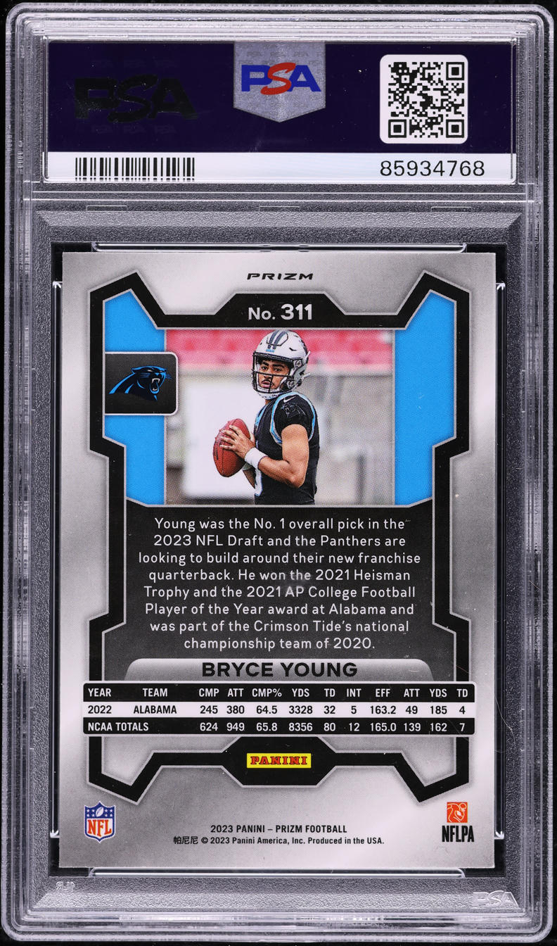 2023 Panini Prizm Silver Bryce Young ROOKIE #311 PSA 10 GEM MINT