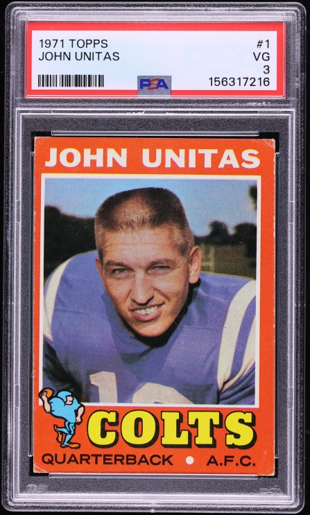 1971 Topps Football Johnny Unitas #1 PSA 3 VG