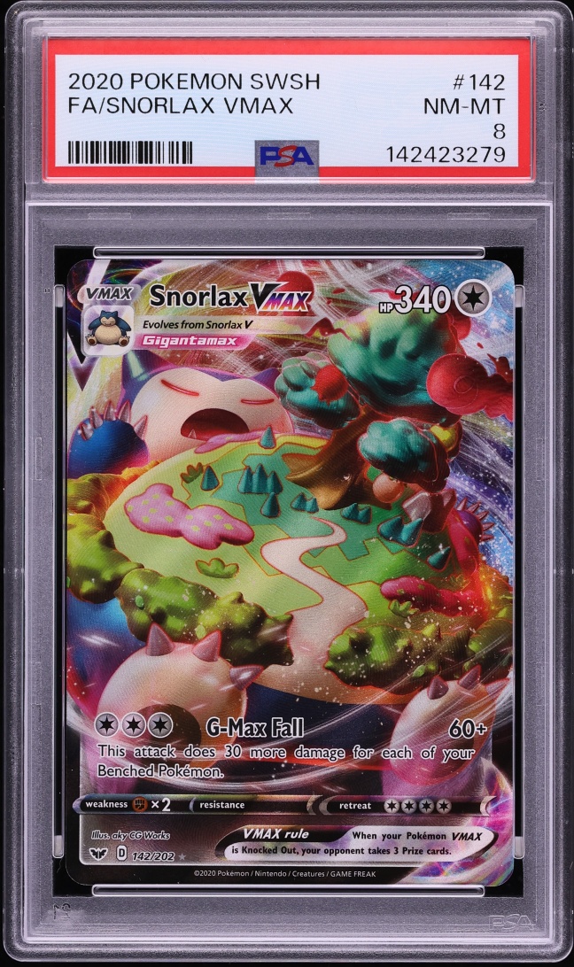 2020 Pokemon Sword & Shield Alt Art Snorlax VMAX #142 PSA 8 NM-MT