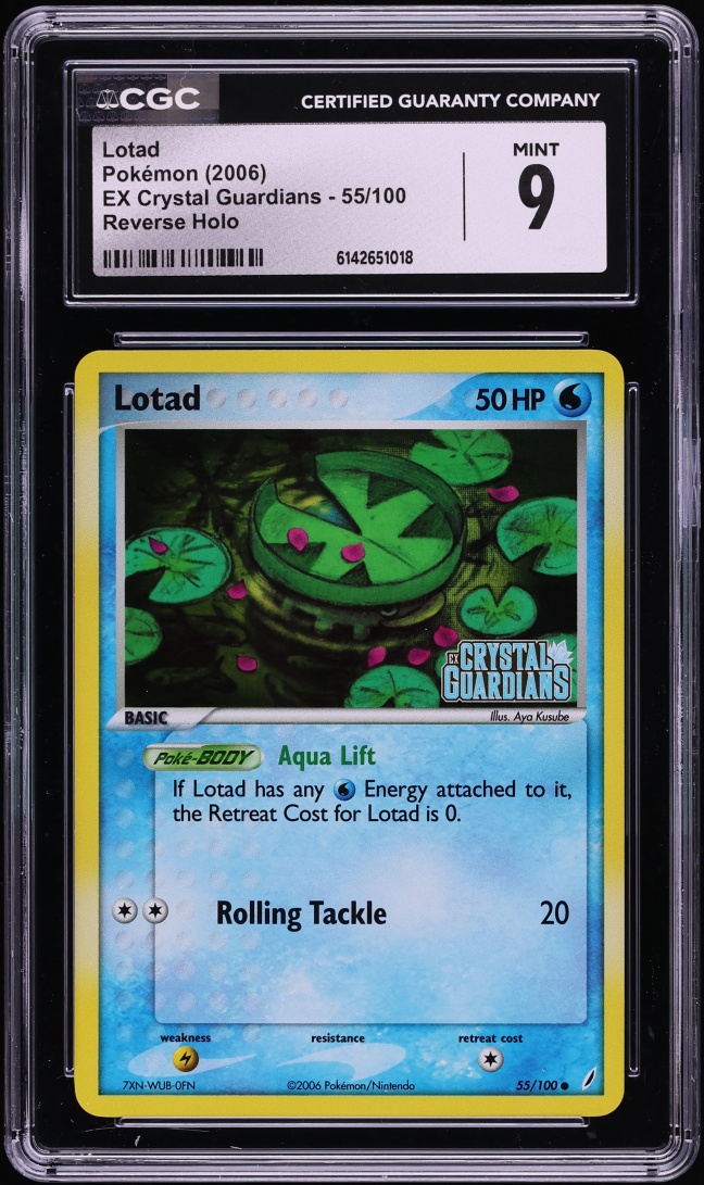 2006 Pokemon EX Crystal Guardians Reverse Holo Lotad #55 CGC 9 MINT