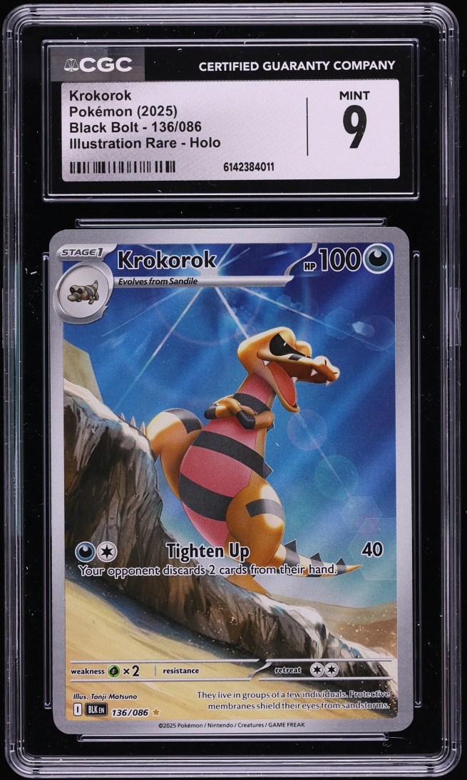 2025 Pokemon Scarlet & Violet Black Bolt IR Krokorok #136 CGC 9 MINT
