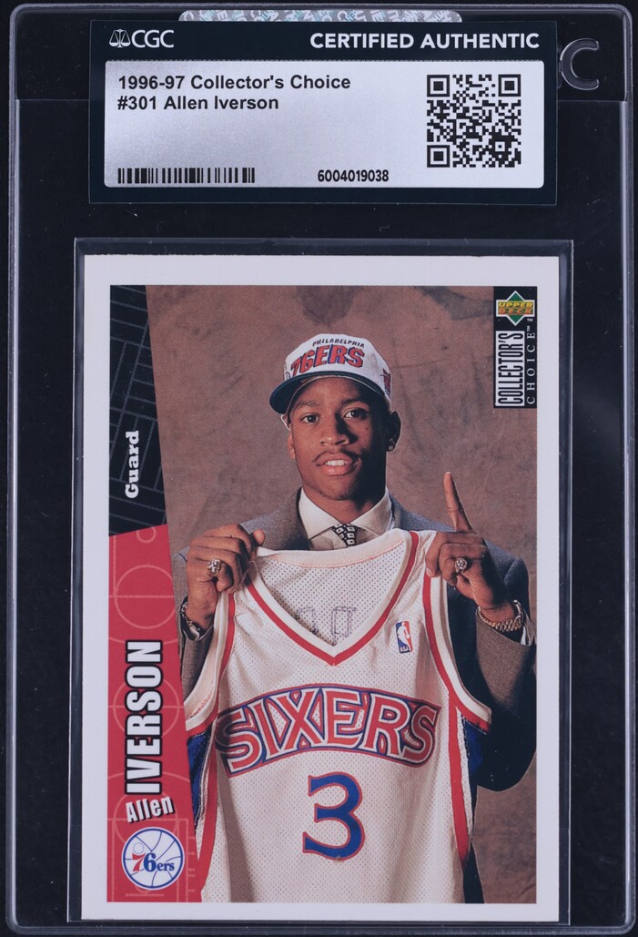 1996 Collector's Choice Allen Iverson ROOKIE #301 CGC AUTH