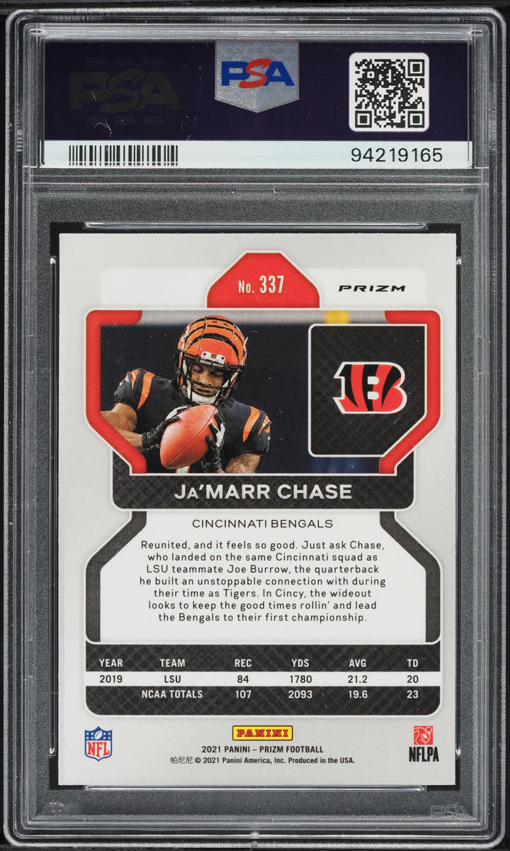 2021 Panini Prizm Snakeskin Ja’Marr Chase ROOKIE #337 PSA 10 GEM MINT