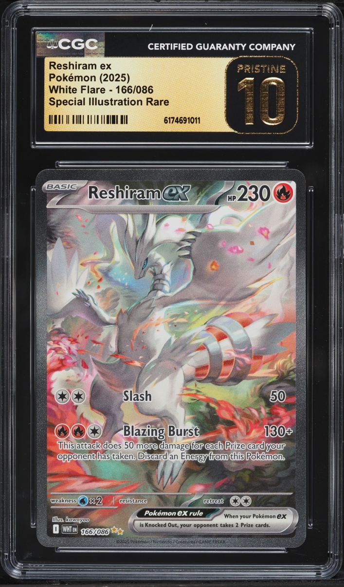 2025 Pokemon Scarlet & Violet White Flare SIR Reshiram ex #166 CGC 10 PRISTINE