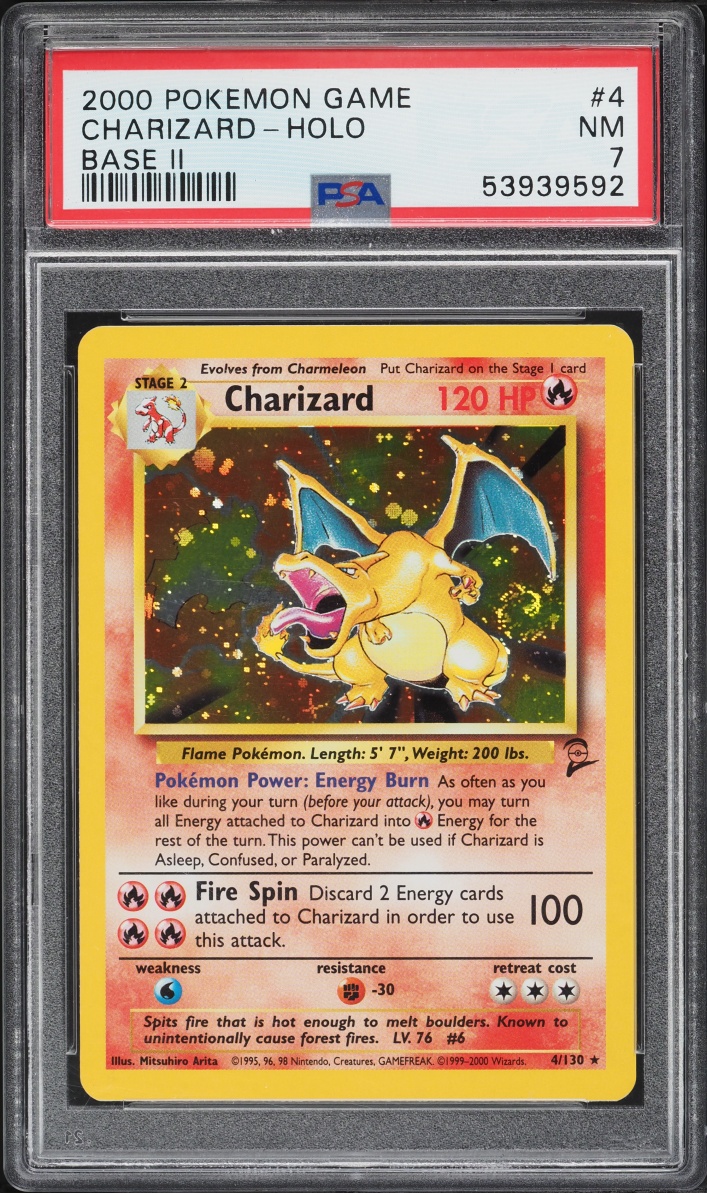 2000 Pokemon Base Set 2 Holo Charizard #4 PSA 7 NRMT
