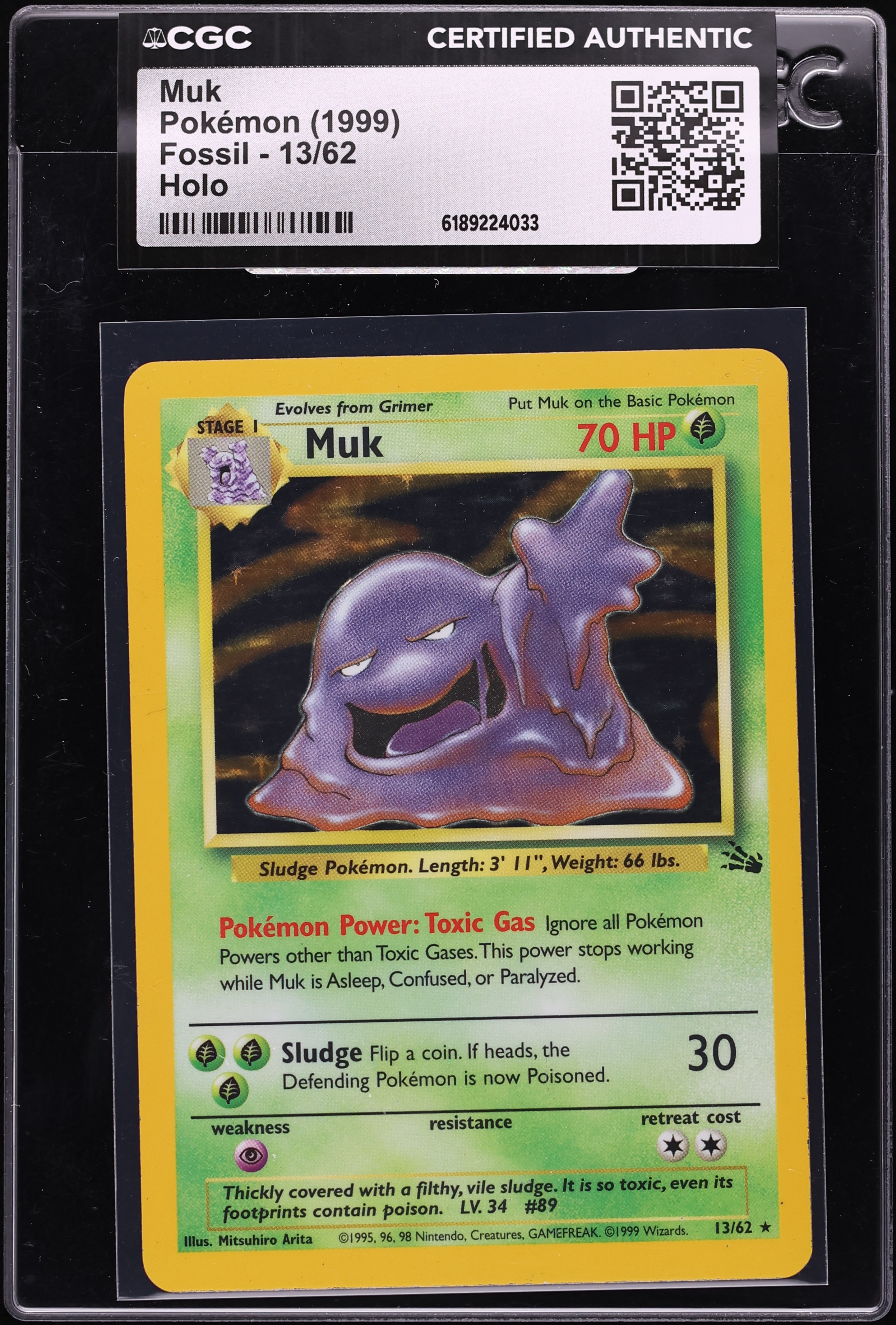 1999 Pokemon Fossil Holo Muk #13 CGC AUTH