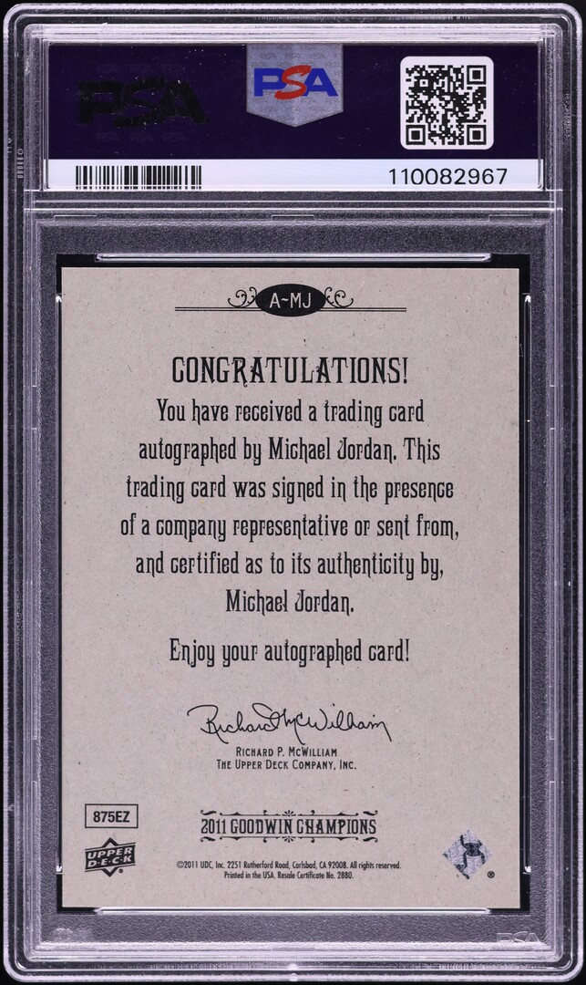 2011 Goodwin Champions Michael Jordan AUTO #A-MJ PSA 8 NM-MT