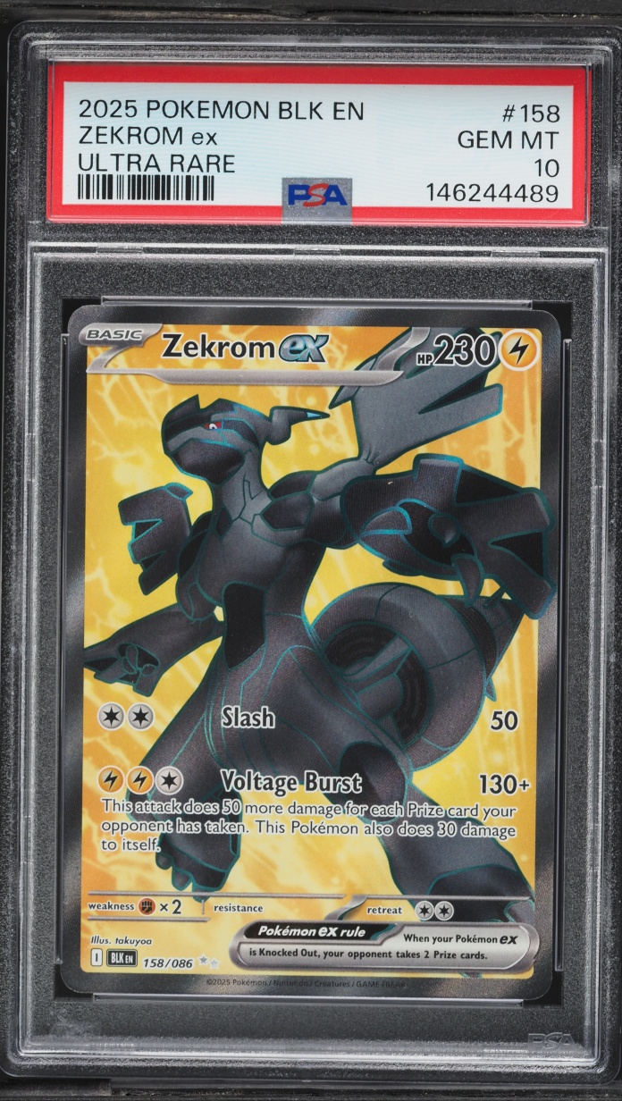 2025 Pokemon Scarlet & Violet Black Bolt Full Art Zekrom ex #158 PSA 10 GEM MINT
