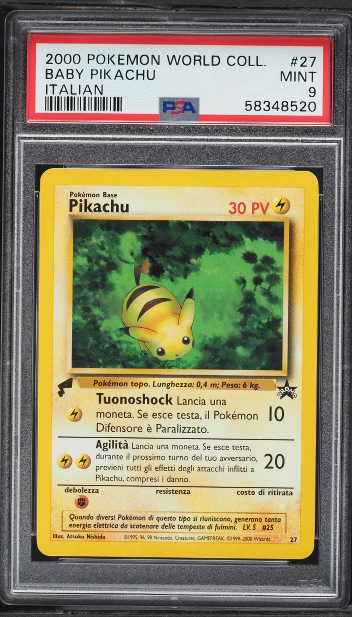 2000 Pokemon Italian World Collection Baby Pikachu #27 PSA 9 MINT