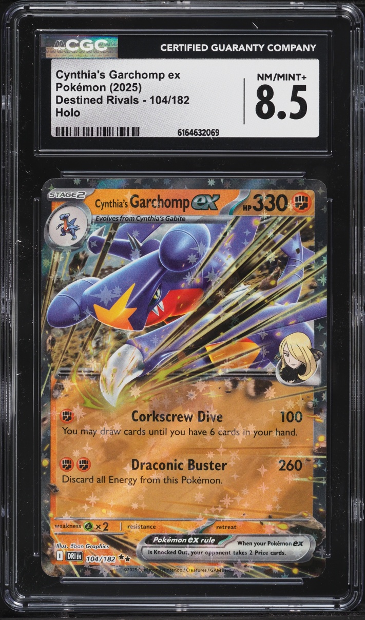 2025 Pokemon Scarlet & Violet Destined Rivals Holo Cynthia's Garchomp EX #104 CGC 8.5 NM-MT+
