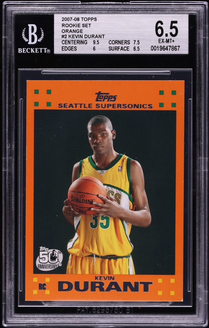 2007 Topps Orange Kevin Durant ROOKIE #2 BGS 6.5 EXMT+