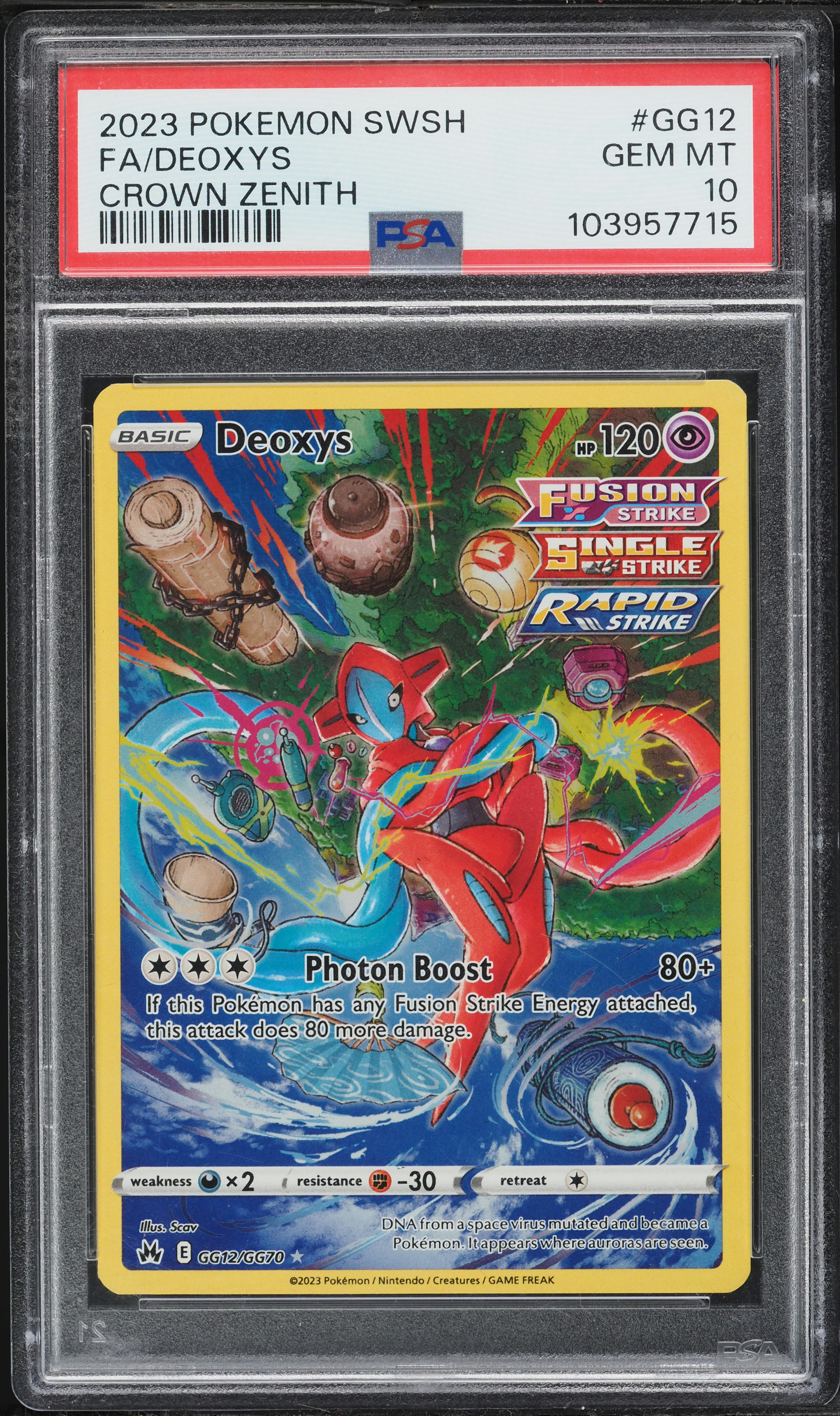 2023 Pokemon Sword & Shield Crown Zenith Full Art Deoxys #GG12 PSA 10 GEM MINT