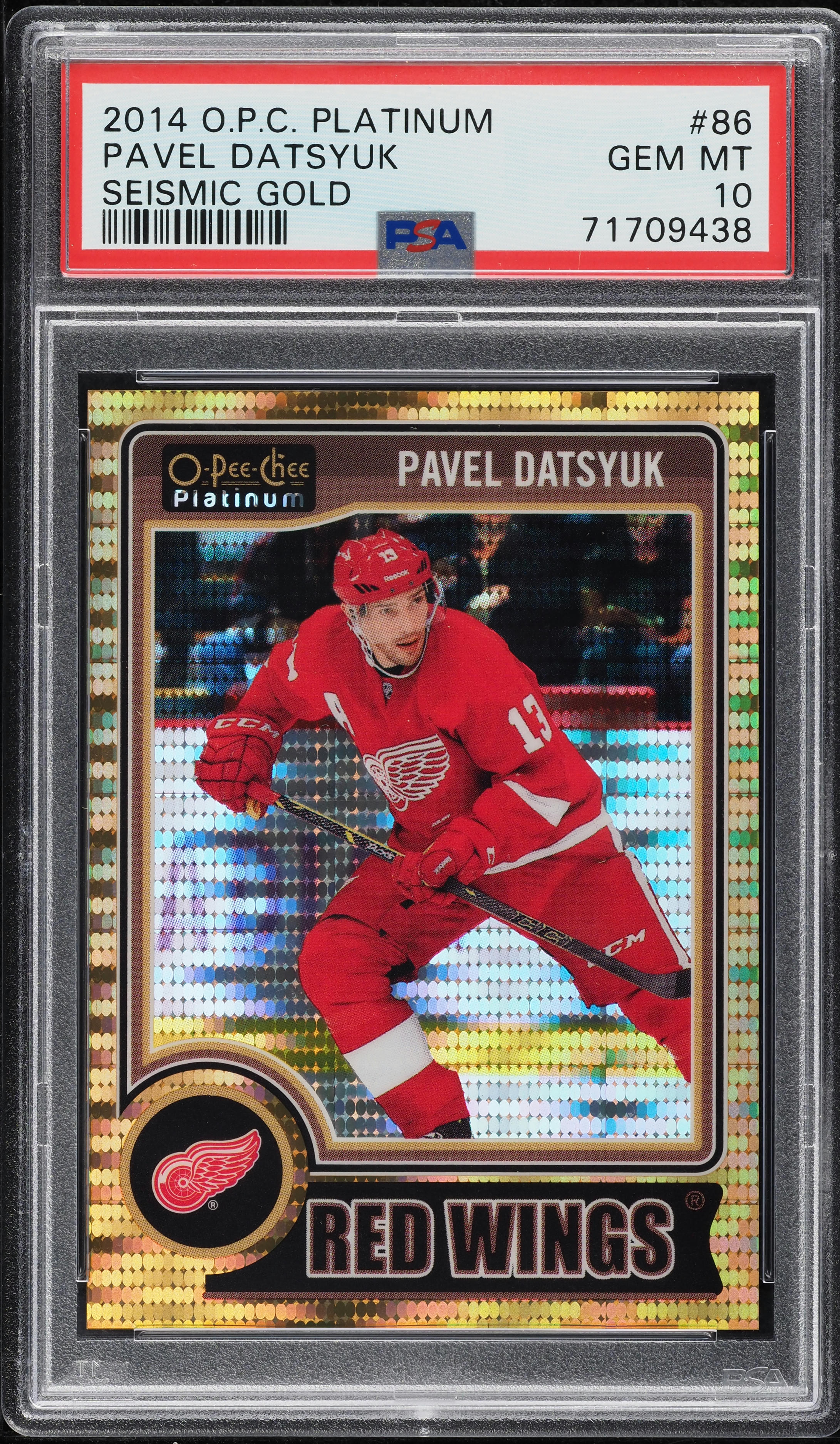 2014 O-Pee-Chee Platinum Seismic Gold Pavel Datsyuk /50 #86 PSA 10 GEM ...