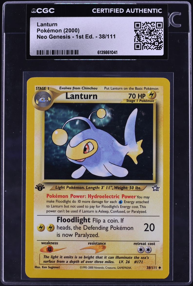 2000 Pokemon Neo Genesis 1st Edition Lanturn #38 CGC AUTH