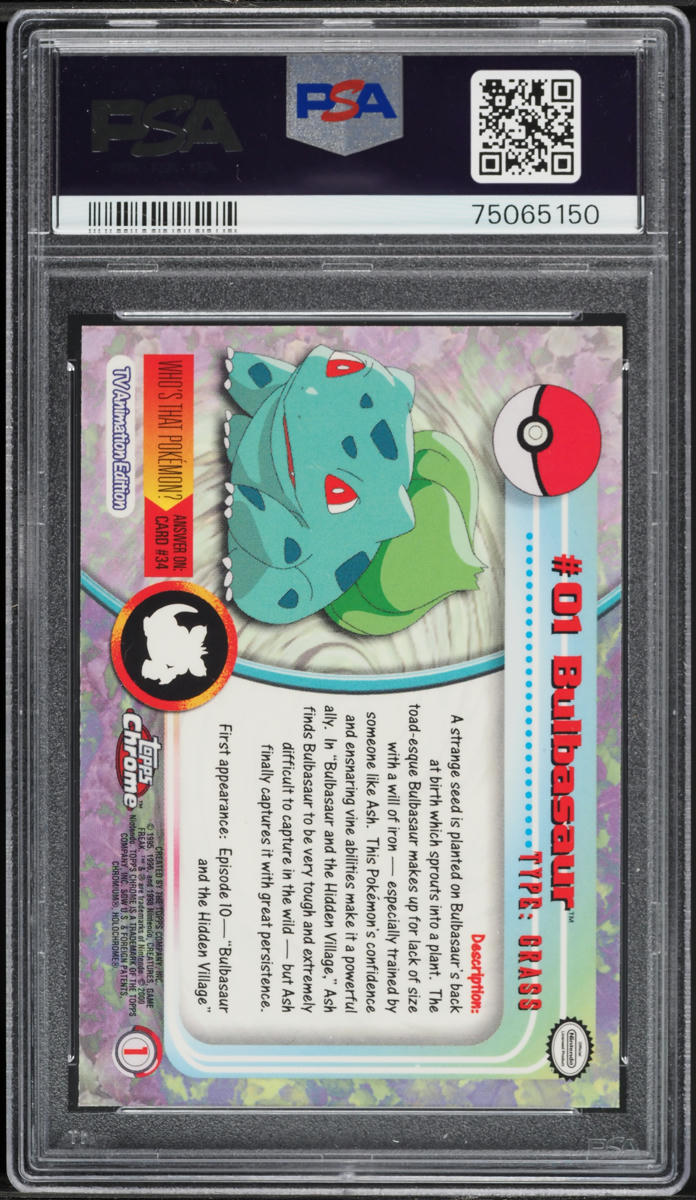 2000 Topps Chrome Pokemon Series 1 Bulbasaur #1 PSA 8 NM-MT