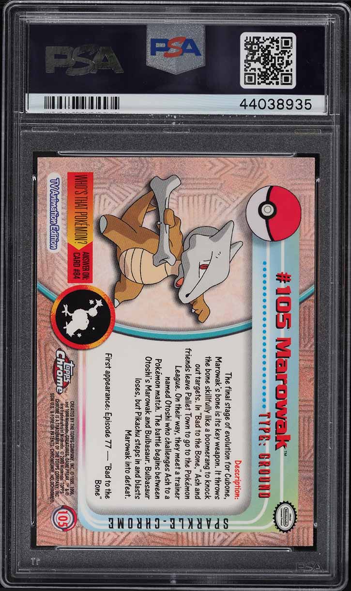 2000 Topps Chrome Pokemon Series 2 Sparkle Marowak #105 PSA 10 GEM MINT