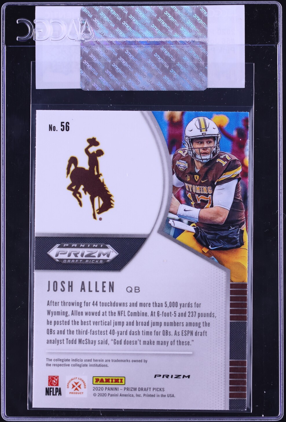2020 Panini Prizm Draft Picks Pink Pulsar Josh Allen #56 CGC AUTH