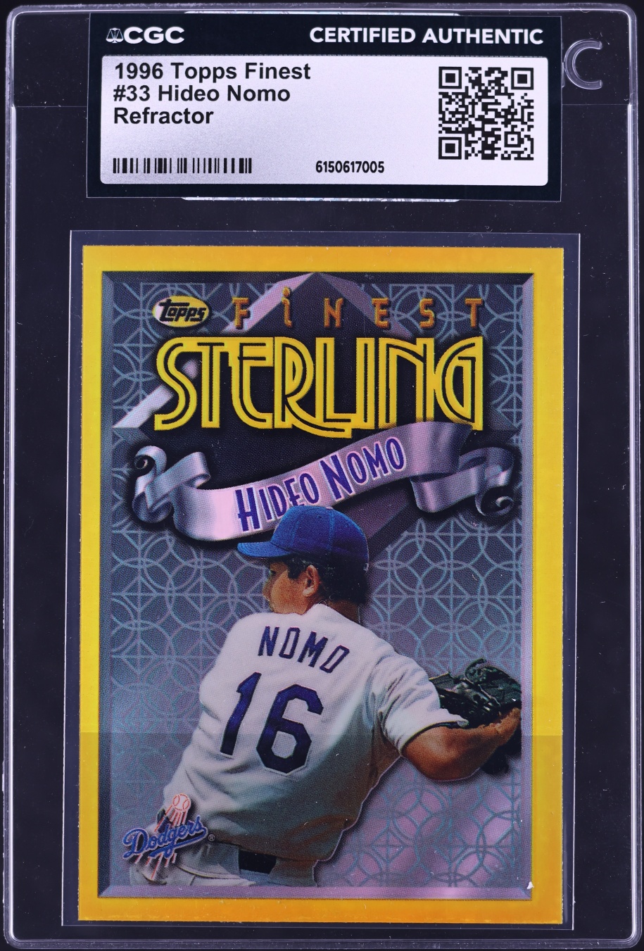 1996 Finest Refractor Hideo Nomo #33 CGC AUTH - Photo 1