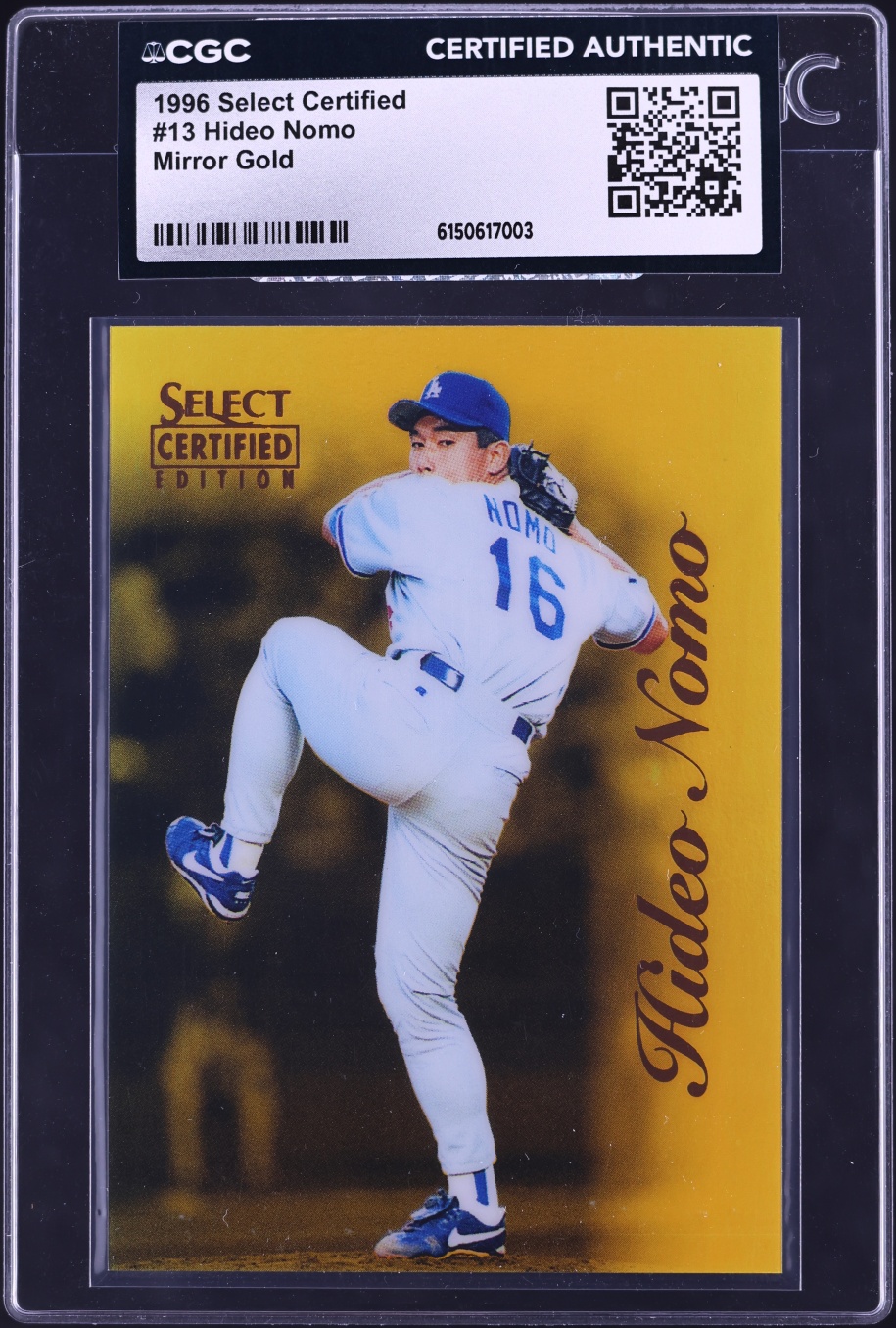 1996 Select Certified Mirror Gold Hideo Nomo /30 #13 CGC AUTH - Photo 1
