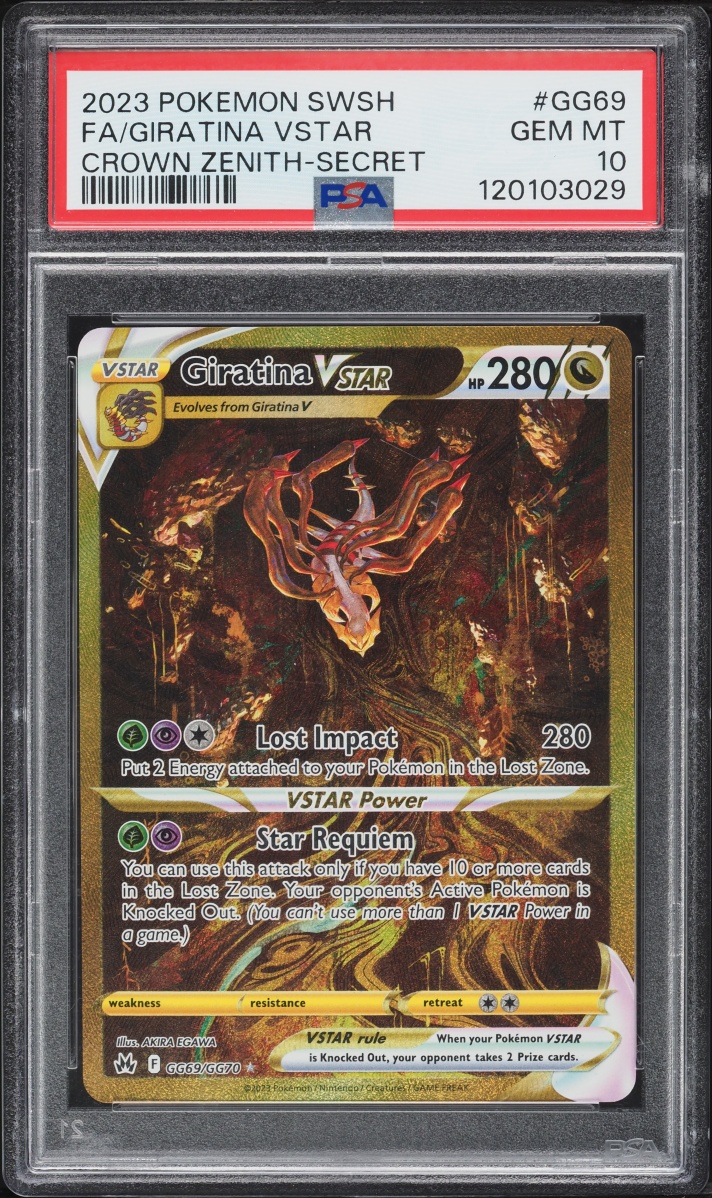 2023 Pokemon Sword & Shield Crown Zenith Gold Rare Giratina VSTAR #GG69 PSA 10 GEM MINT