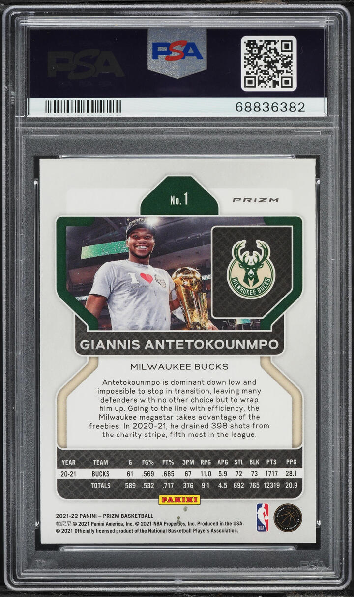 2021 Panini Prizm NBA 75th Giannis Antetokounmpo #1 PSA 9 MINT