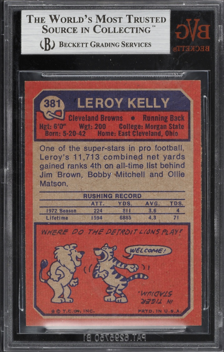 1973 Topps Football Leroy Kelly #381 BVG 8.5 NM-MT+