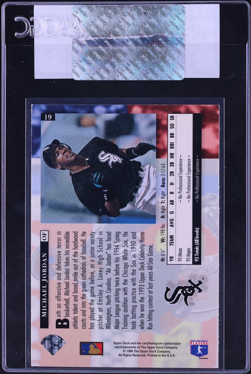 1994 Upper Deck Michael Jordan ROOKIE #19 CGC AUTH