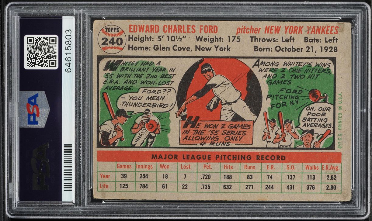 1956 Topps Whitey Ford #240 PSA 2 GD