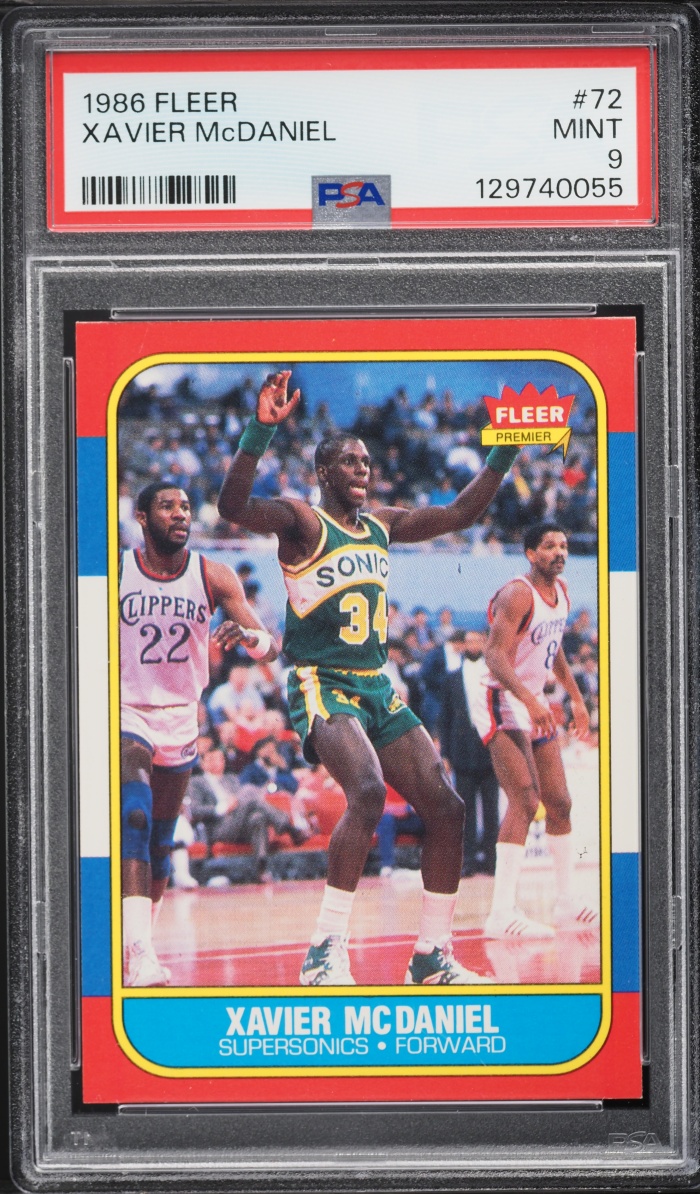 1986 Fleer Basketball Xavier McDaniel ROOKIE #72 PSA 9 MINT
