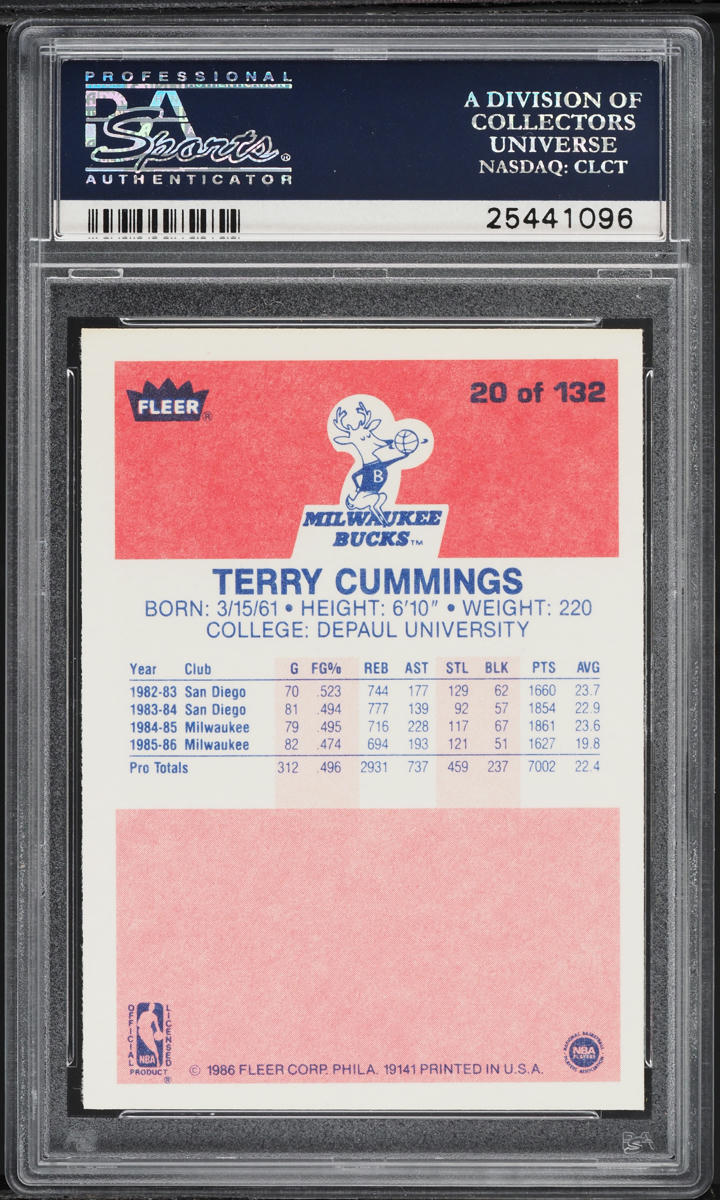 1986 Fleer Basketball Terry Cummings ROOKIE #20 PSA 10 GEM MINT