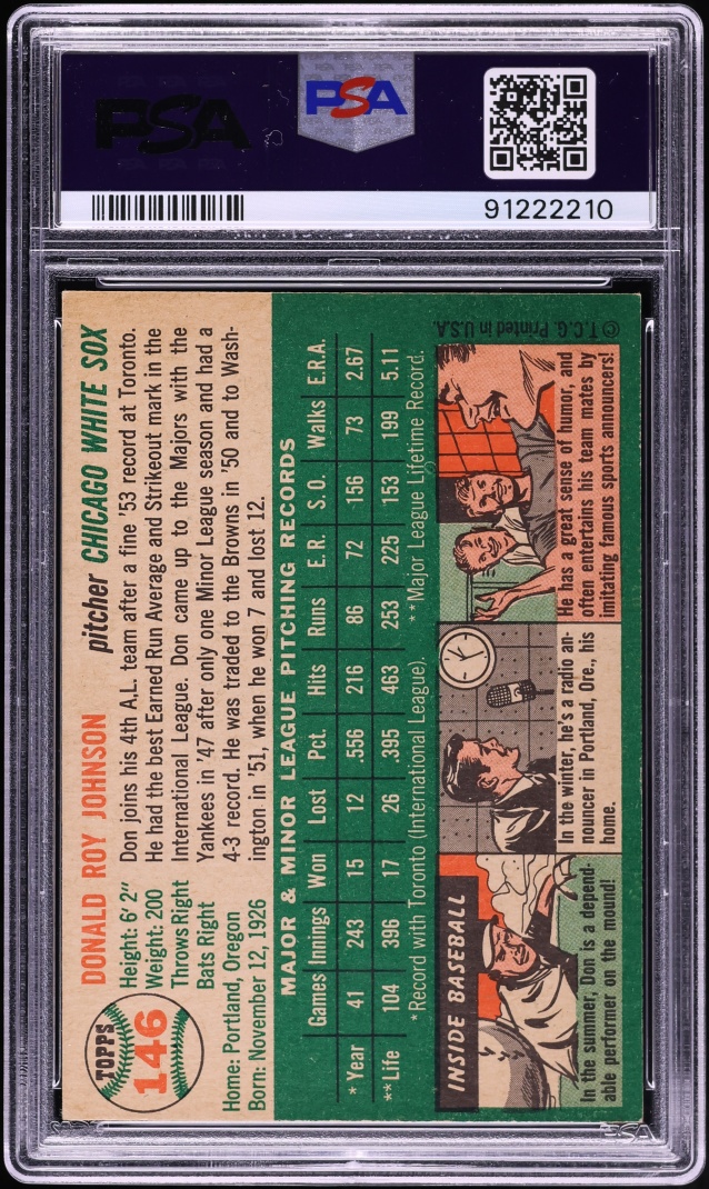 1954 Topps Don Johnson #146 PSA 6 EXMT